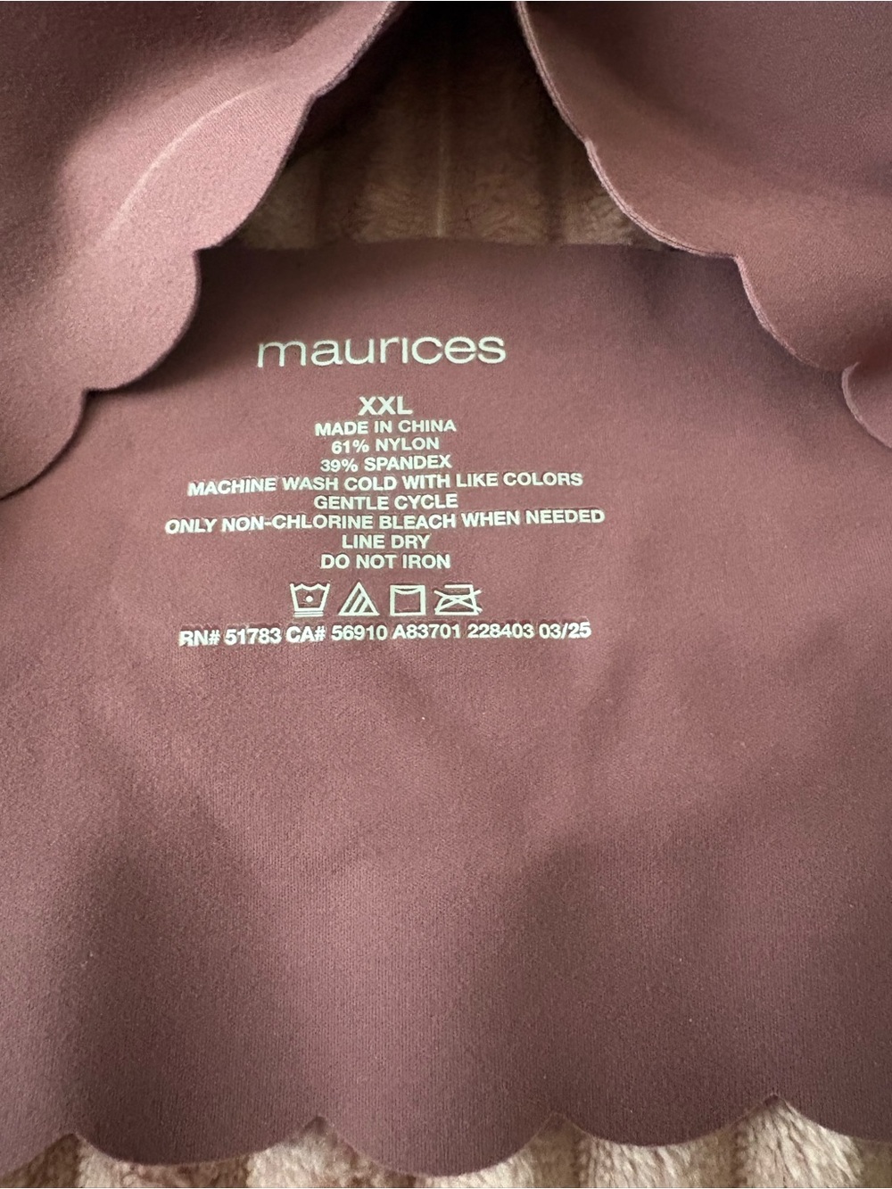 Maurices Scalloped Seamless Bralette - Mauve XXL NWT - Picture 3 of 7